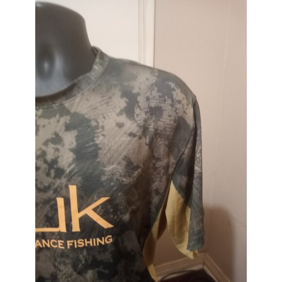 Huk Fishing T-Shirt Mens Large L Brown Camo Performance Short Sleeve UPF Stretch - Picture 6 of 13